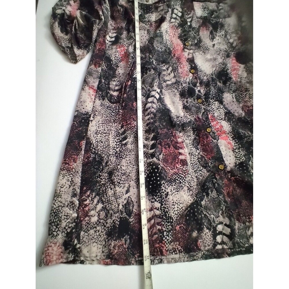 J GEE WOMEN'S Abstract Snake-Print Button-Front Dress Black Gray & Pink NEW M - Picture 3 of 6